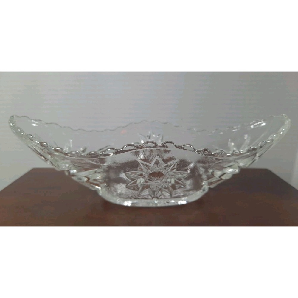 Vintage Anchor Hocking‎ Star Of David Glass Prescut Dish Gravy Boat